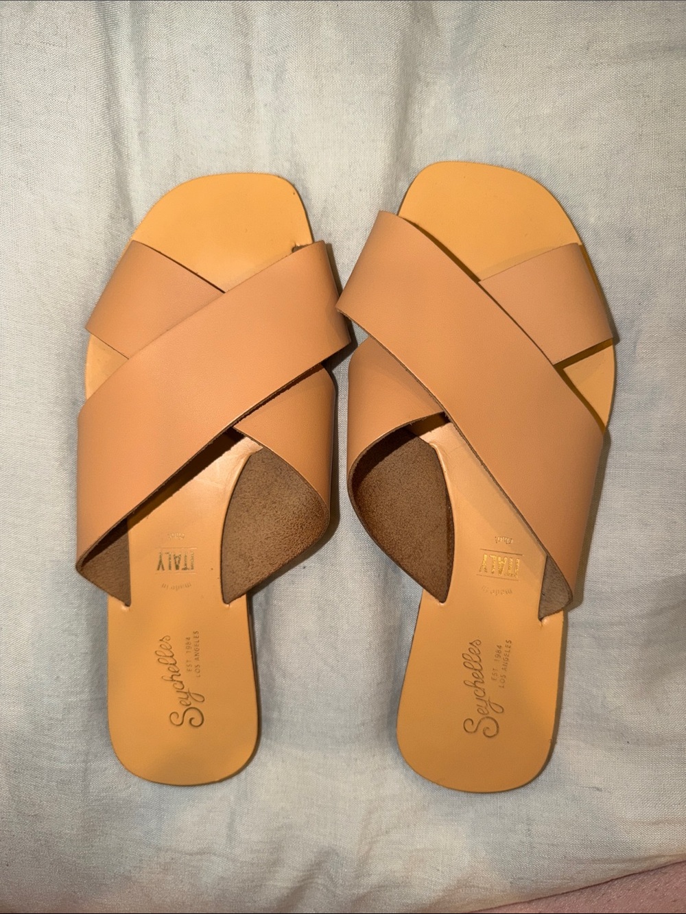 Seychelles Leather Cross-Strap Slide Sandals - Picture 7 of 8